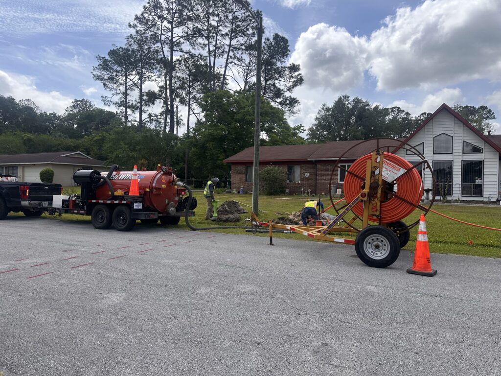 fiber optic lines being buried in Gainesville in preparation for internet service launching in the area