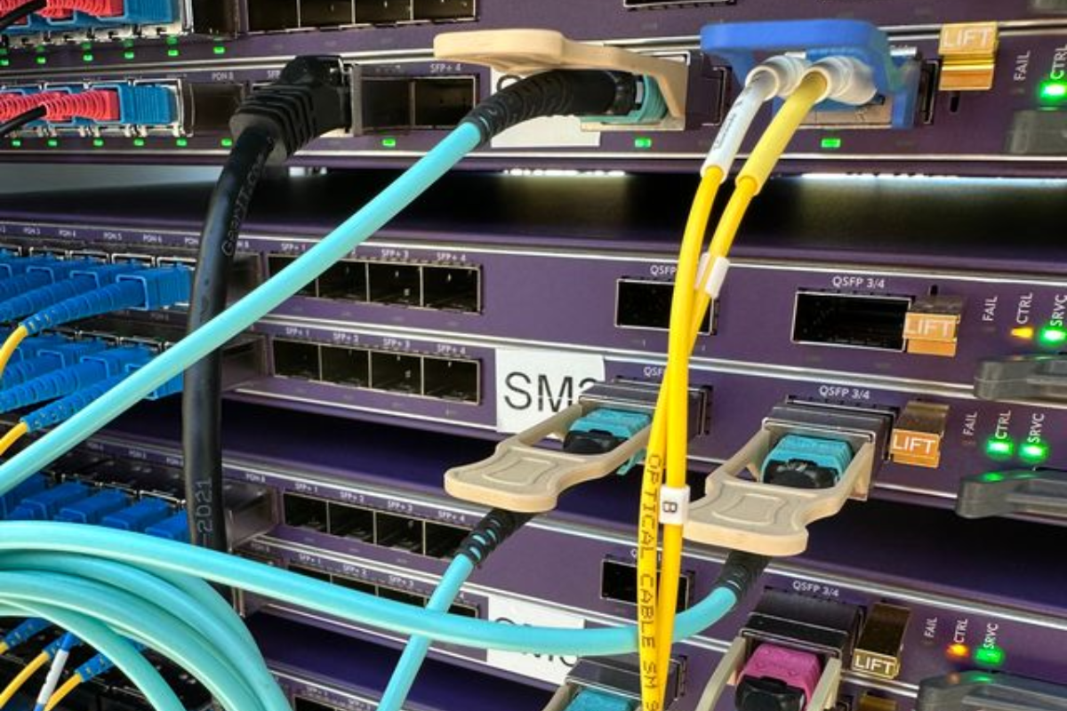 IQ Fiber dedicated internet access cords and server box